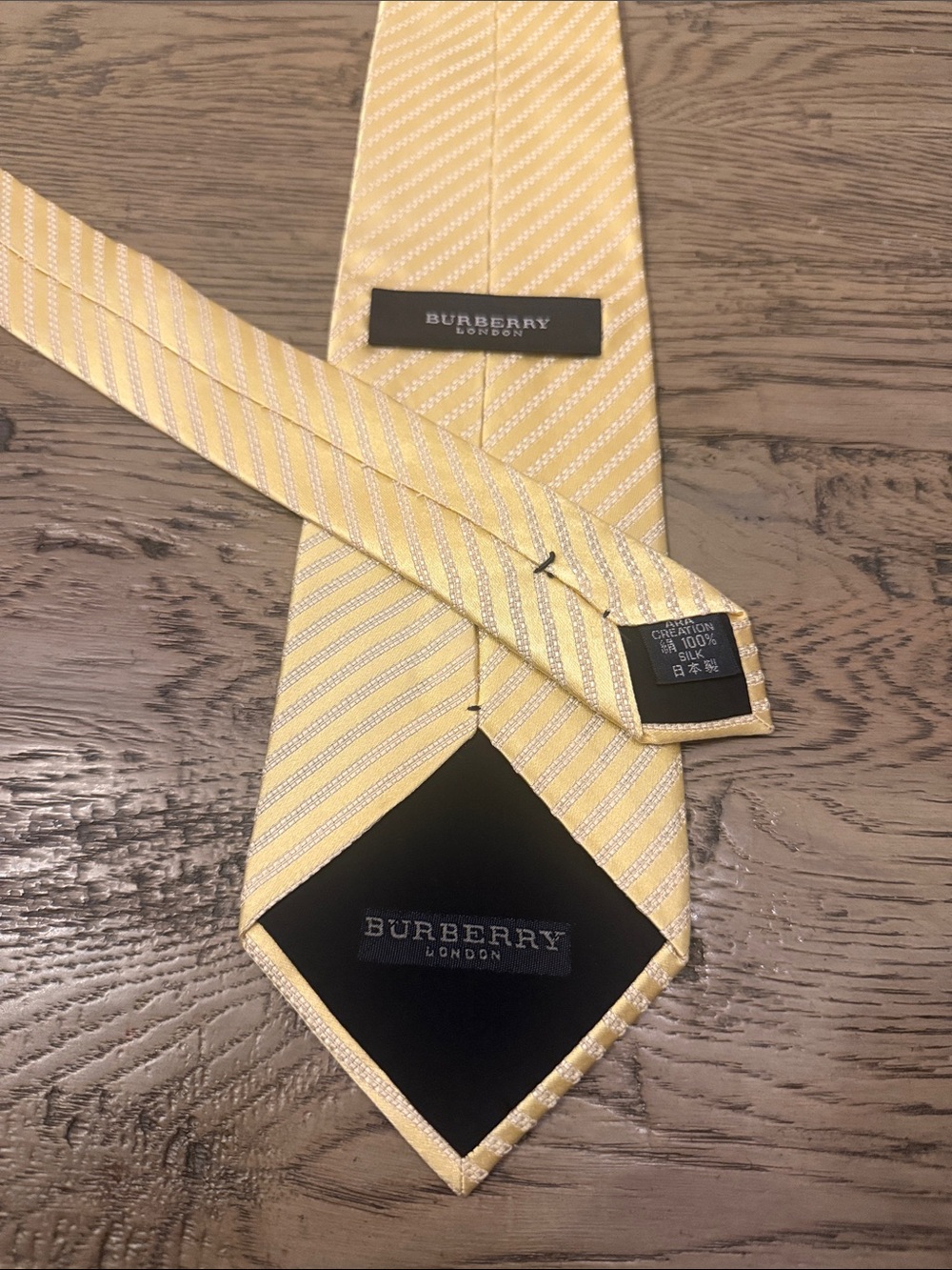 Burberry Yellow Diagonal Stripe Silk Tie